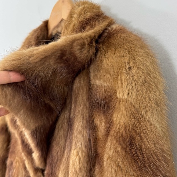 Vintage 1950s Real Fur Mink Swing Coat Sz XL Brown Knee Length Jacket Glam EUC! - Picture 4 of 14